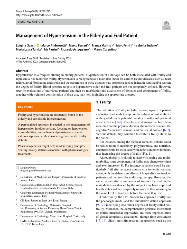 Management of Hypertension in The Elderly and Frail Patient 2022 | PDF ...