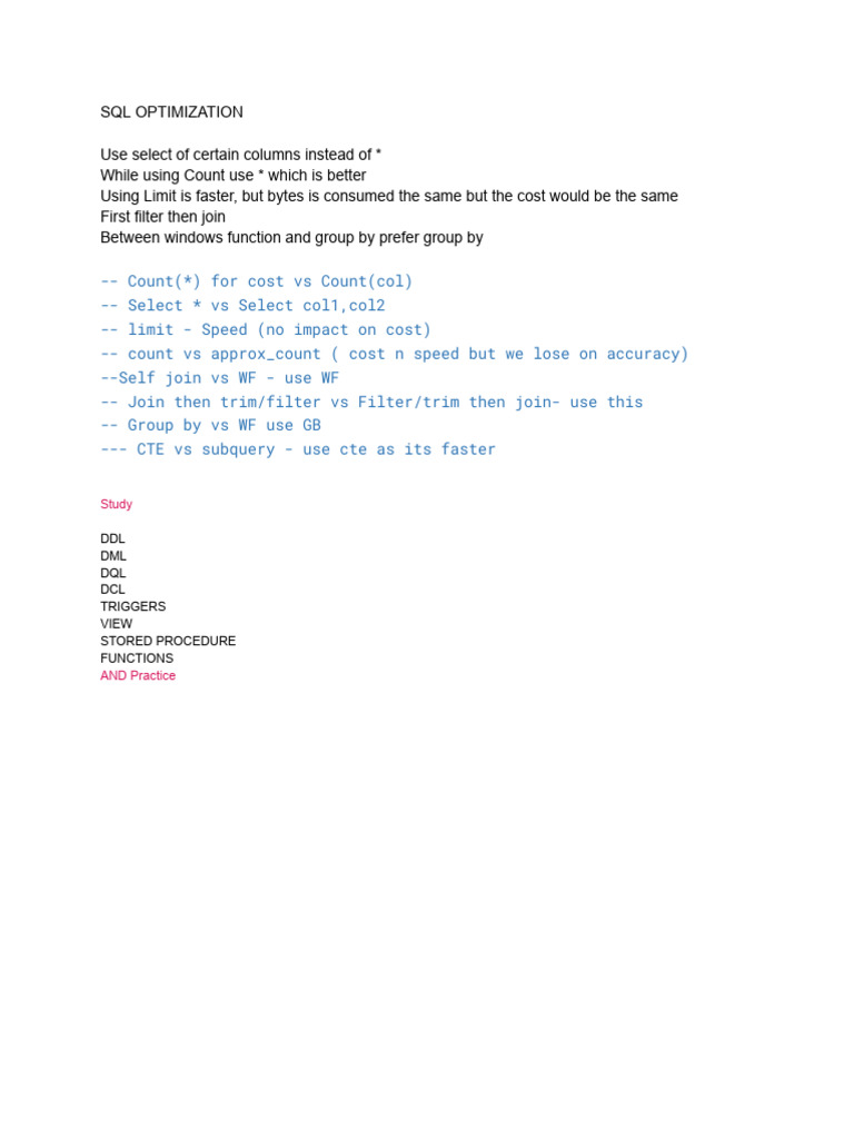 SQL Optimization | PDF