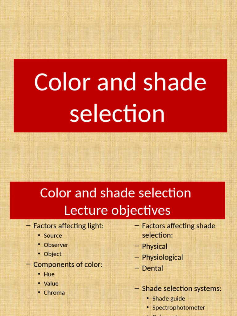 3- Shade Selection | PDF | Color | Light