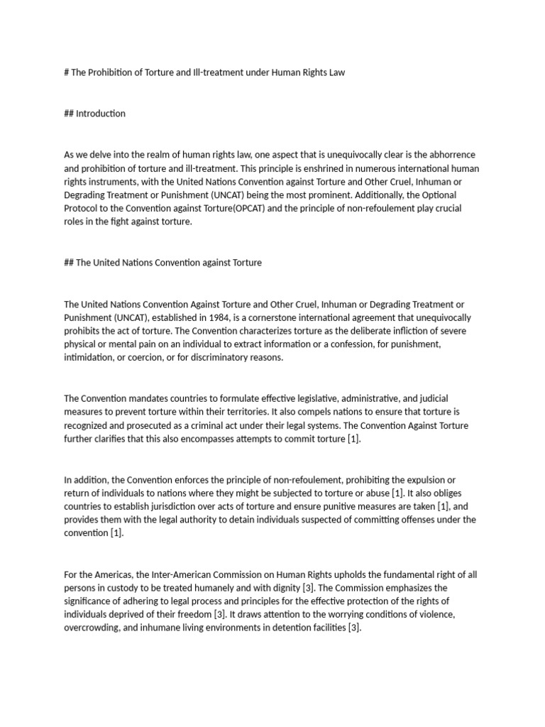 The Prohibition of Torture | PDF | Torture | Human Rights