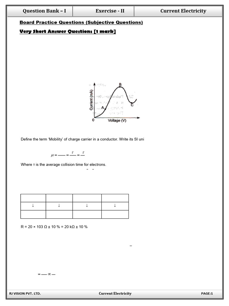 Current Electricity Question Bank | PDF | Electric Current | Electrical ...