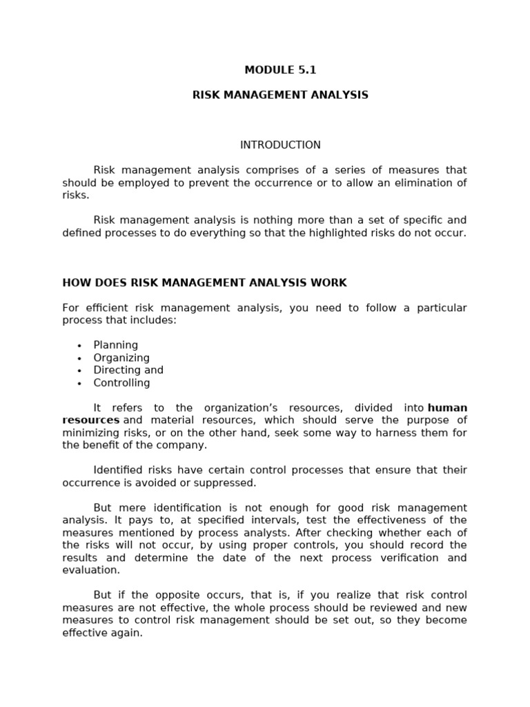 Risk Management Analysis Overview | PDF | Risk | Risk Management