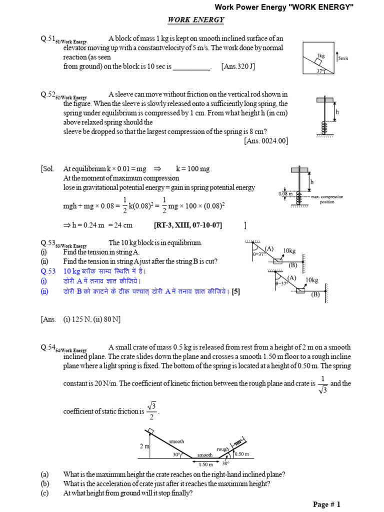 Work Energy - (51 To 100) | PDF | Friction | Force