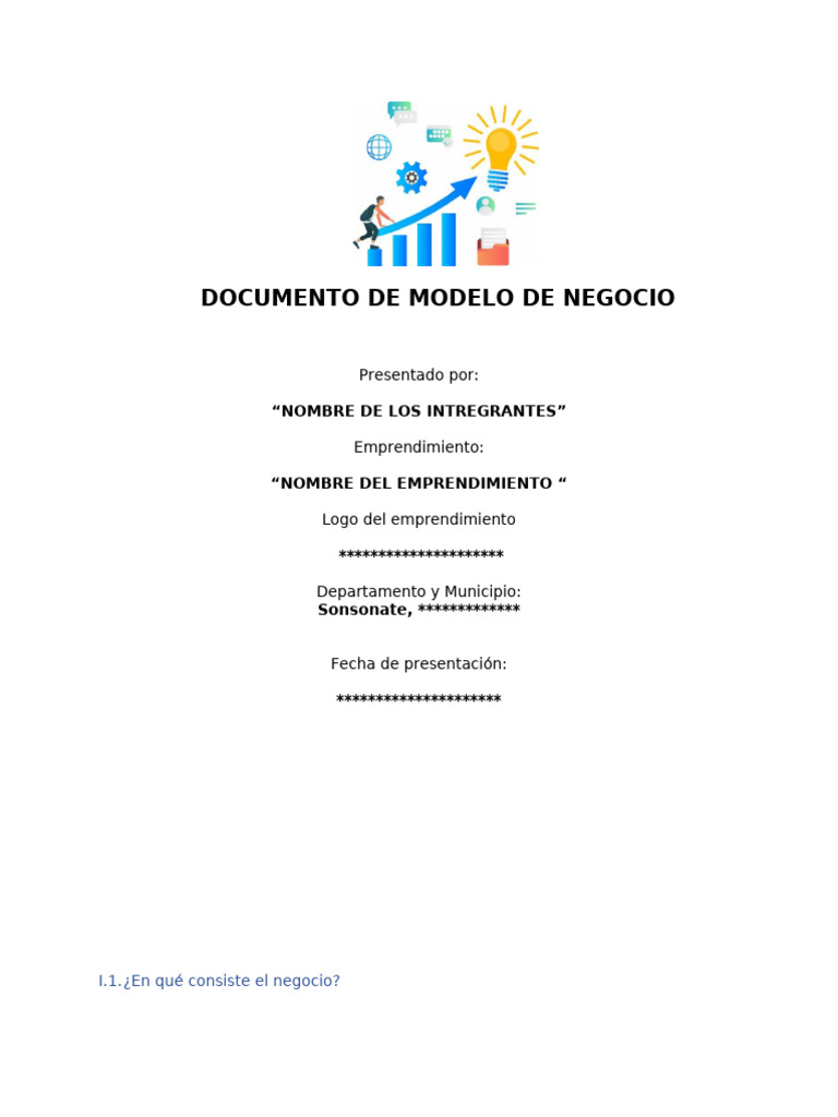 Documento de Modelo de Negocio | PDF | Iniciativa empresarial | El Salvador