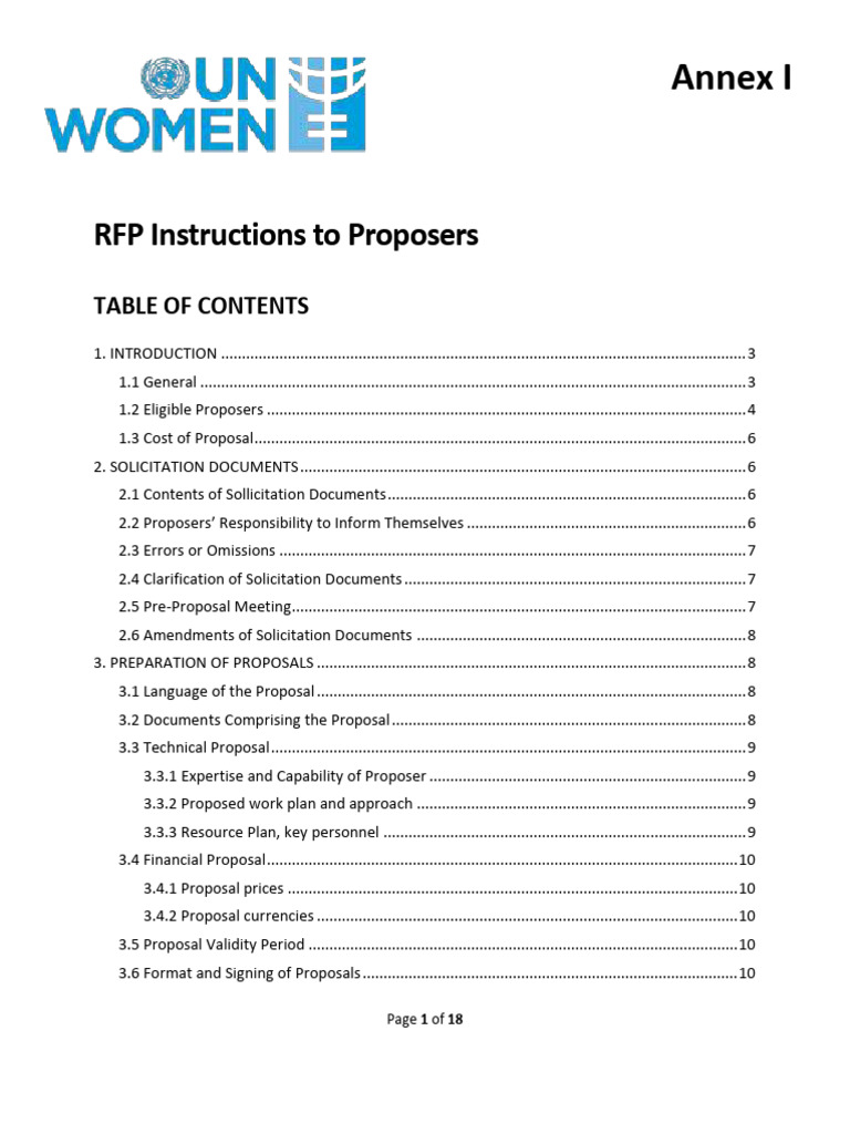 UN Women Procurement RFP Instructions en | PDF | Request For Proposal ...