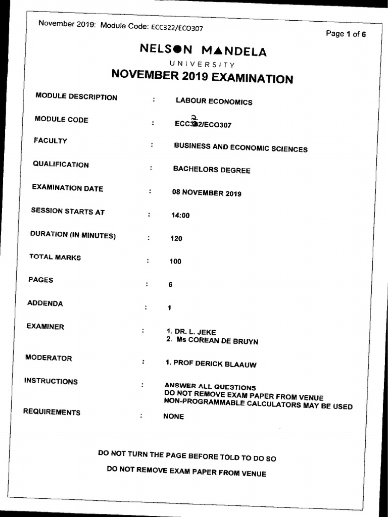 Eco 307 Nov 2019 | PDF