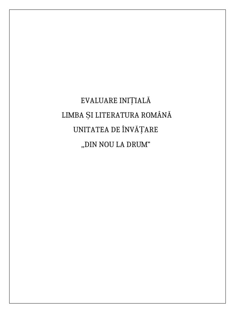 Test Initial - Limba Romana - Clasa A III A | PDF