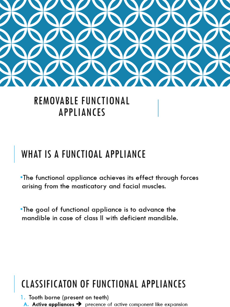 Overview of Removable Functional Appliances | PDF | Tooth | Dental Anatomy