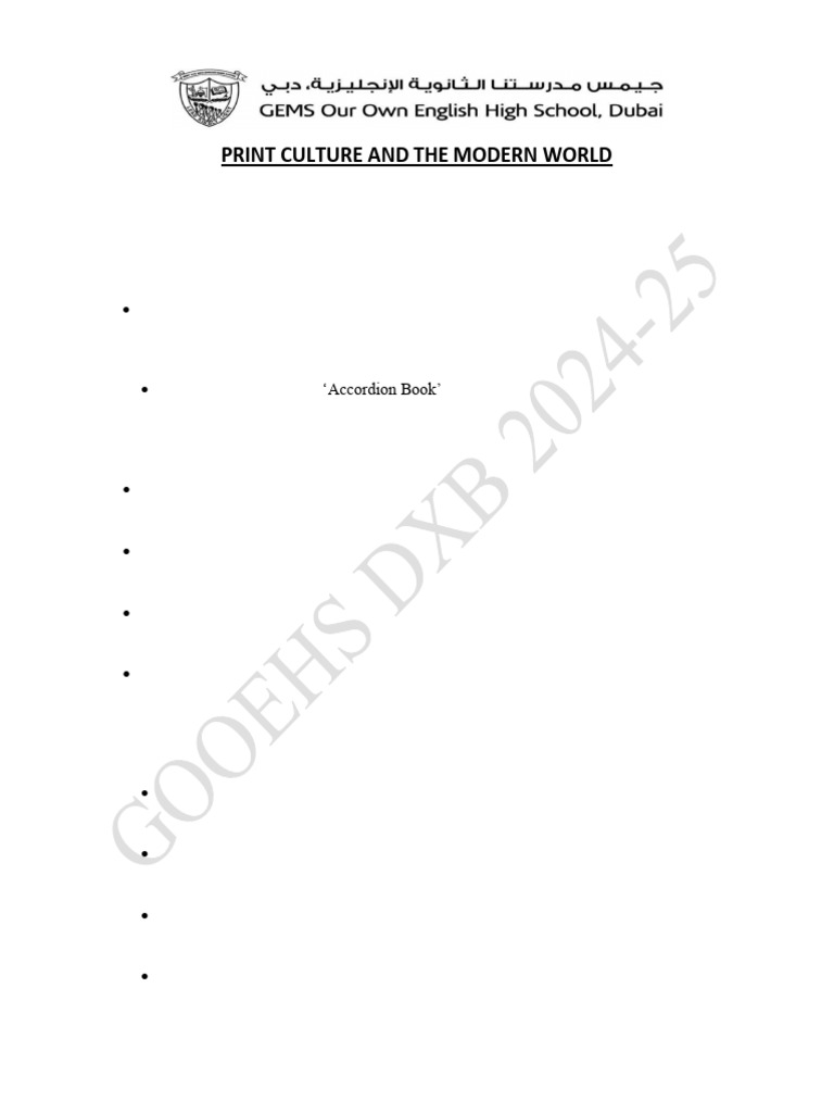 Print culture and the modern world notes 2024 25 pdf books printing