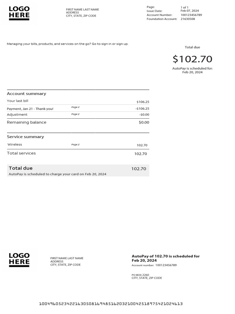 Fake Phone Bill Template | PDF | Payments | Banking Technology