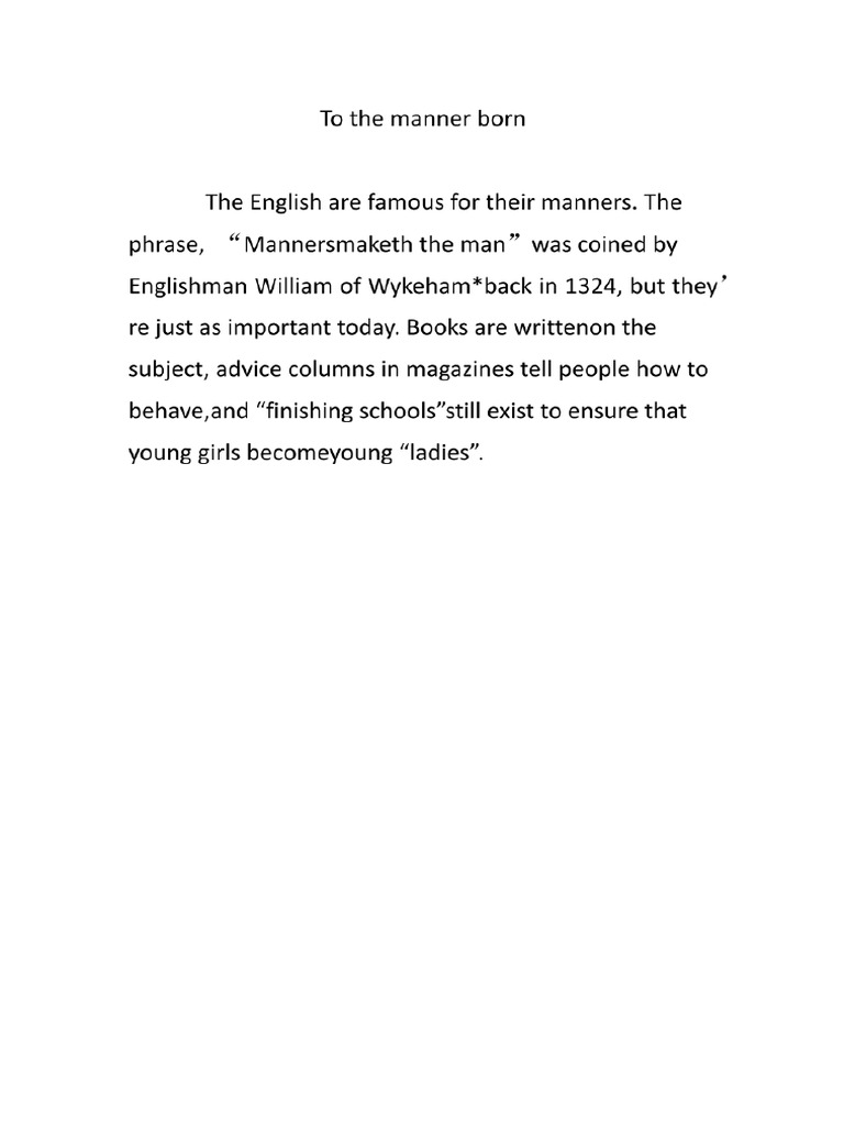 To the manner born pdf