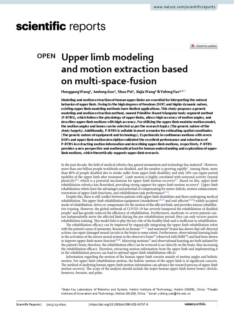 Upper Limb Motion Modeling Method | PDF | Rotation | Kinematics