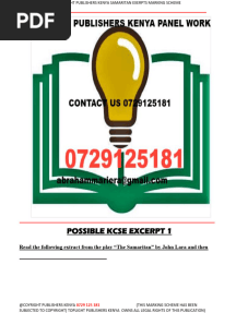 Samaritan Exerpts Marking Scheme by Toplight