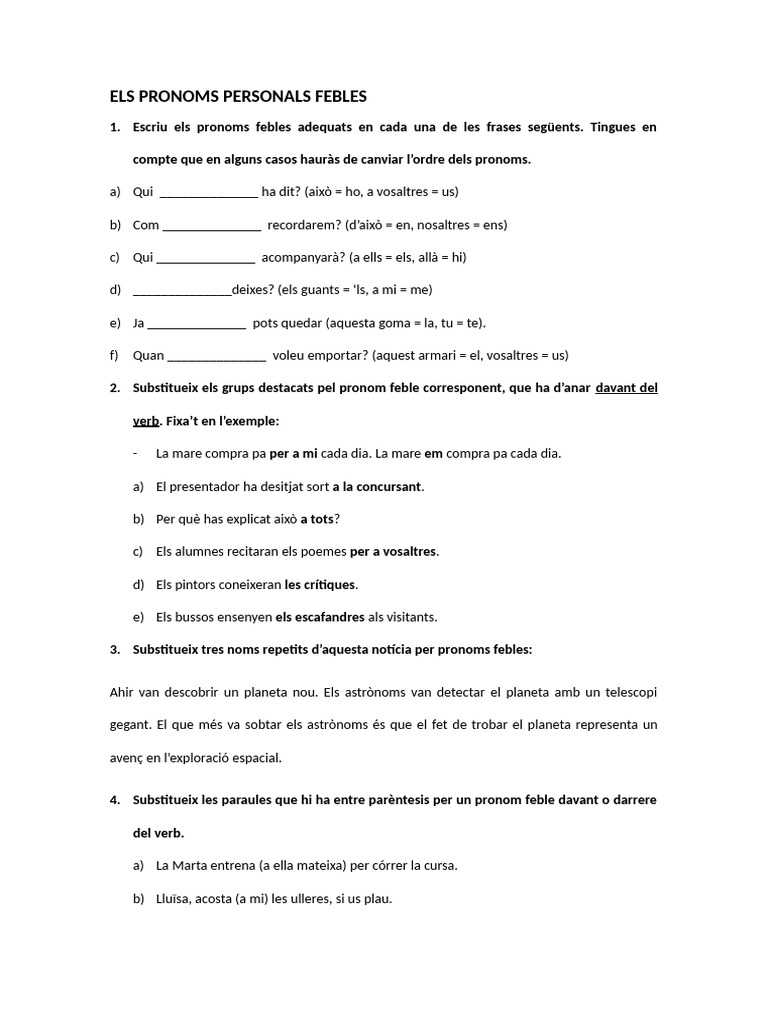 Pronoms Febles | PDF
