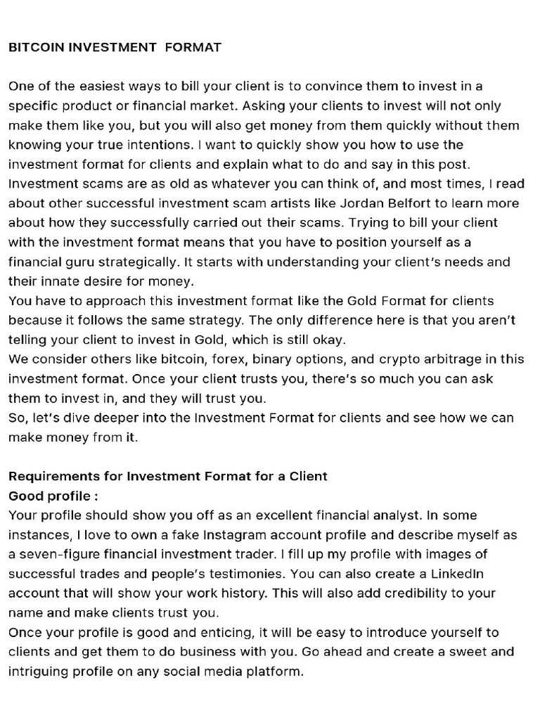 Bitcoin Investment Format | PDF