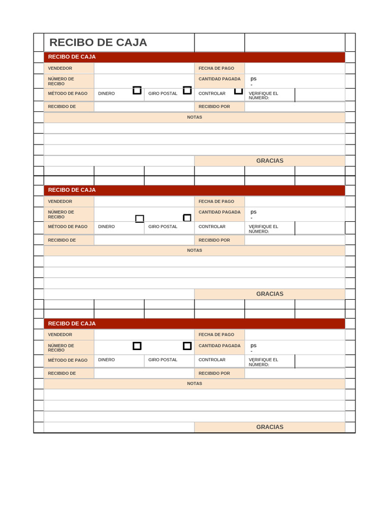 ES Cash Receipt Template 6 Word | PDF