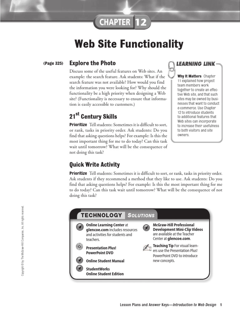 Chapter 12 Lesson Plans and Answer Keys | PDF | World Wide Web ...