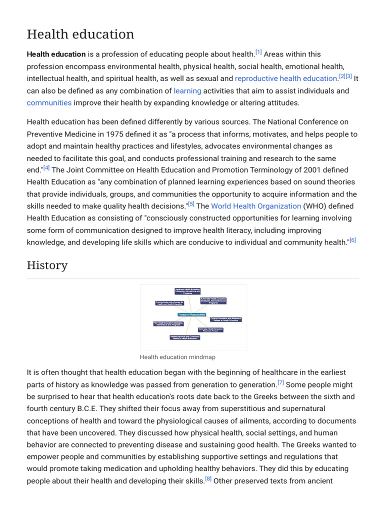 Overview of Health Education Practices | PDF | Health Education ...