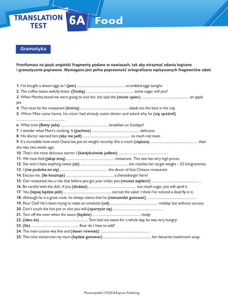 English Translation Food Test | PDF | Foods | European Cuisine