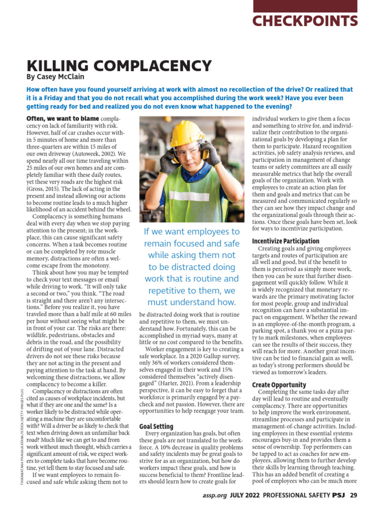KILLING_COMPLACENCY | PDF | Incentive | Risk