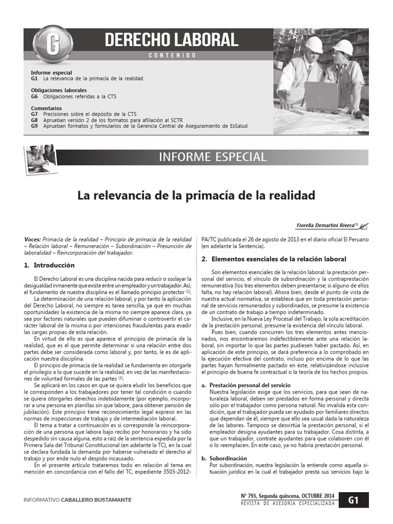 Primacía de la Realidad Laboral | PDF | Derecho laboral | Ley procesal
