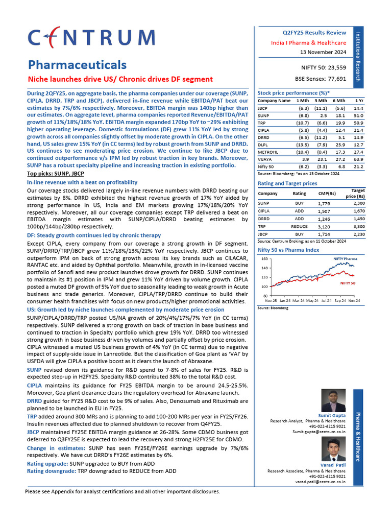 Centrum Results Review On Pharmaceuticals Niche Launches Drive US | PDF ...