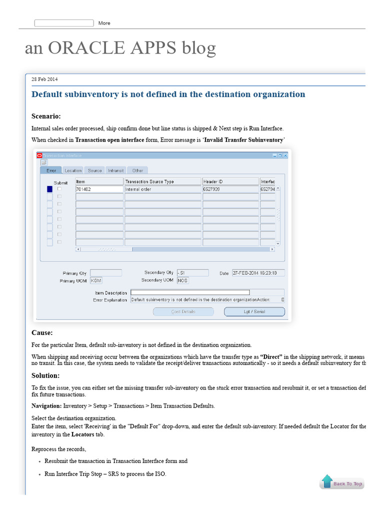Default Subinventory Setup Guide | PDF | Finance & Money Management