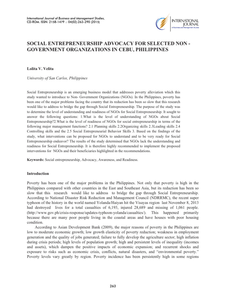 Social Entrepreneurship in Cebu NGOs | PDF | Social Enterprise | Poverty