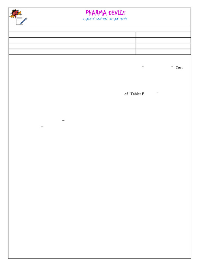 SOP For Operation and Calibration of Tablet Friability Test Apparatus ...