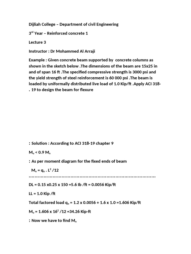 Reinforced Concrete Beam Design Example | PDF | Teaching Methods ...
