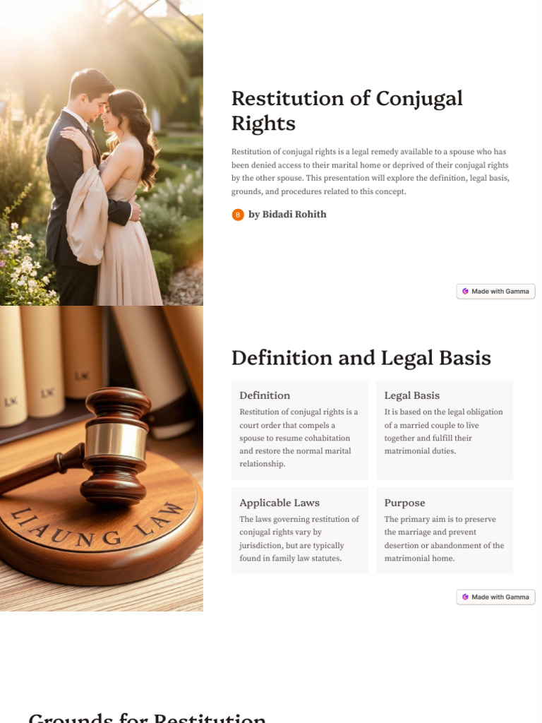 Restitution of Conjugal Rights Explained | PDF