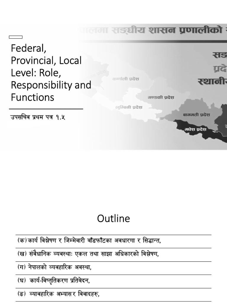 Federal, Provincial, Local Level Role, Responsibility and Functions | PDF