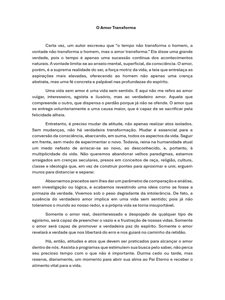 O amor transforma pdf amor vida