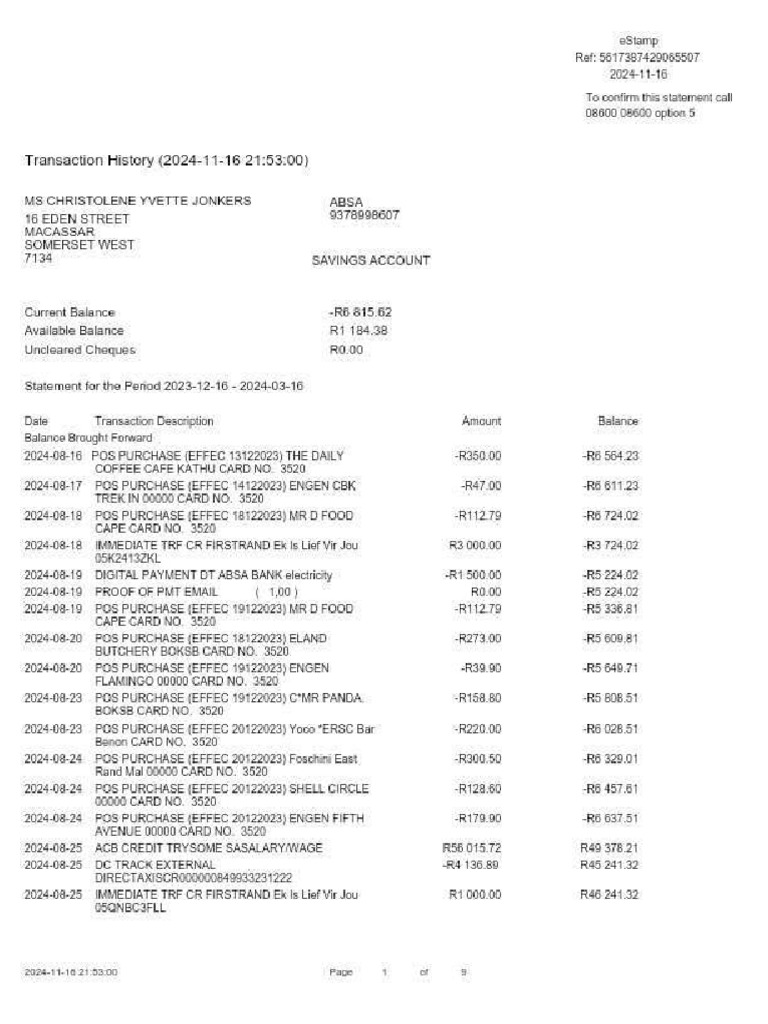 Statement 17 November 2024 | PDF | Banking | Bank Account