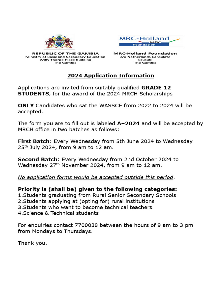 2024 MRC Holland Scholarship Application | PDF | Identity Document