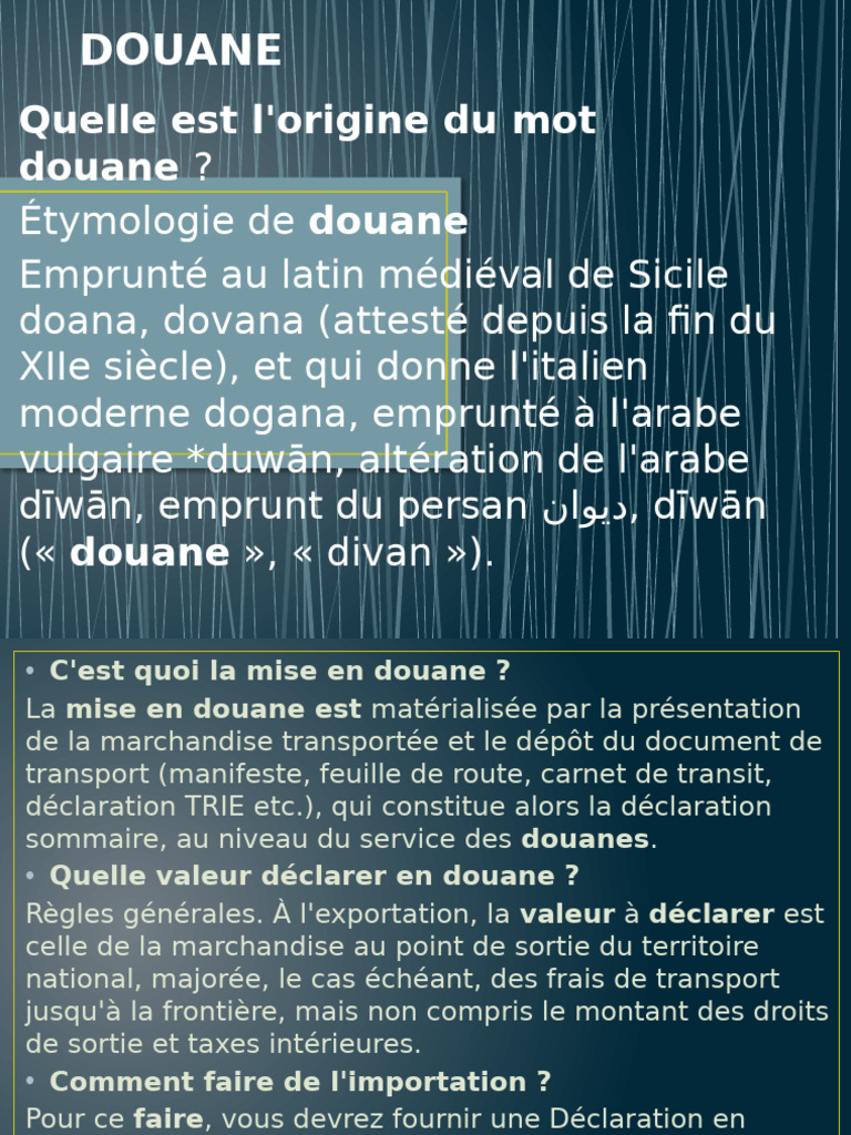 Étymologie et missions de la douane | PDF | Taxe sur la valeur ajoutée ...