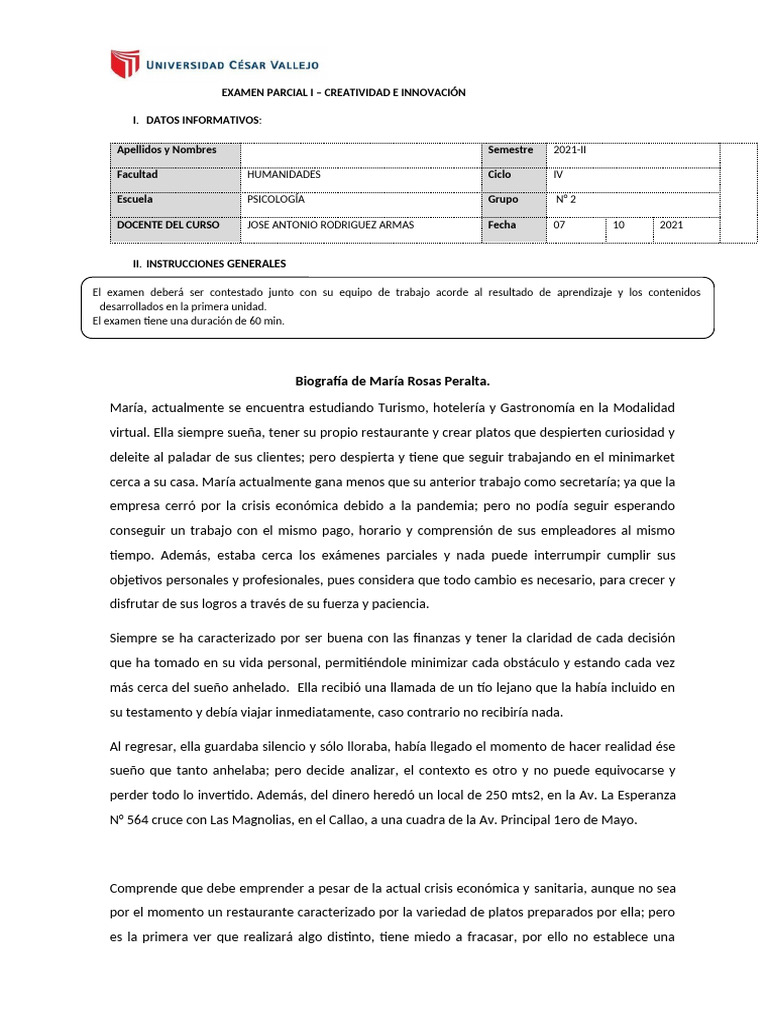 Biografía de María: Retos y Habilidades | PDF | Crecimiento personal y ...