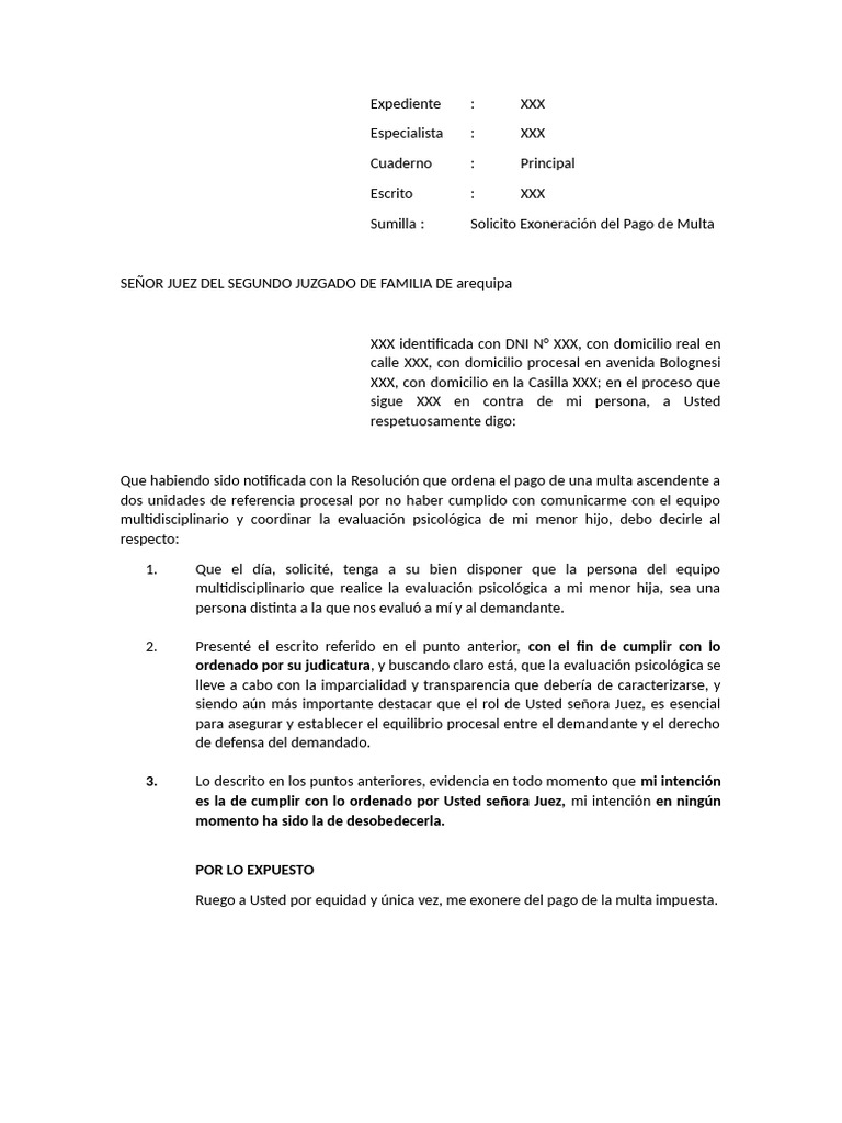 Exoneracion de Multa | PDF | Derecho