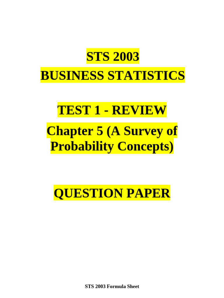Business Statistics Probability Review | PDF | Probability | Mathematics