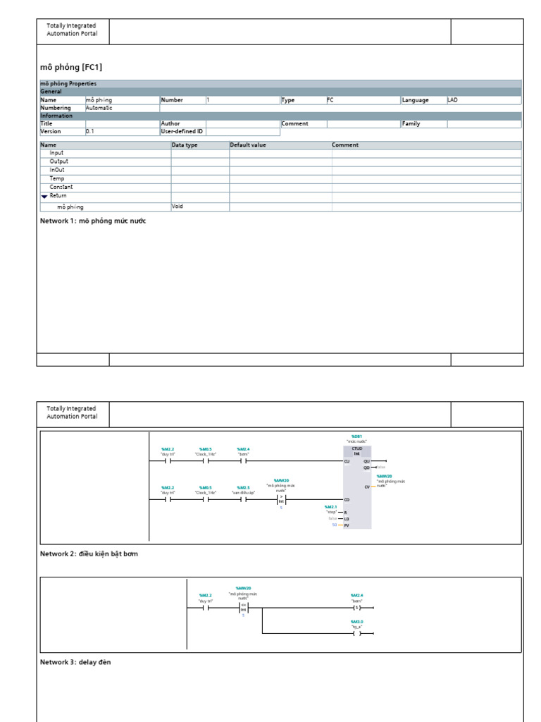 Code PLC - mô Phỏng (FC1) | PDF