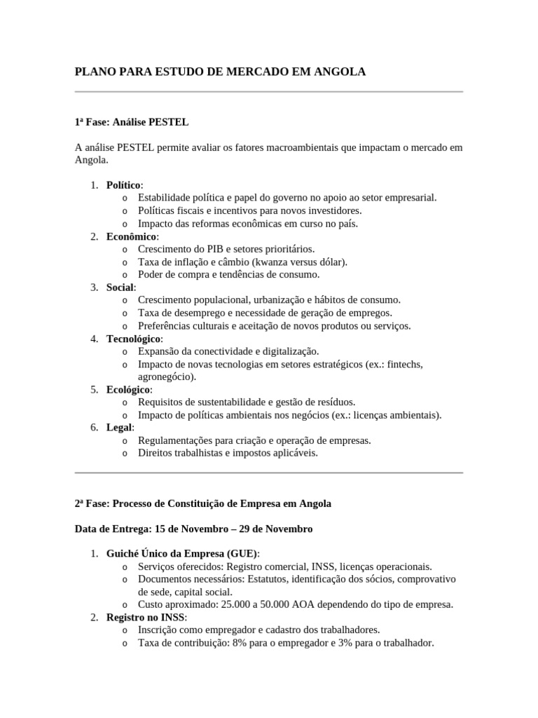 Estudo de Mercado em Angola: Análise e Processo | PDF | Investimentos ...