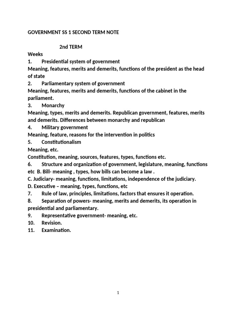 Overview of Government Systems | PDF | Separation Of Powers | Legislature