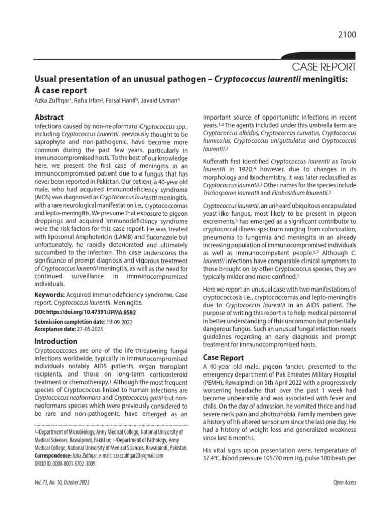 Usual Presentation of An Unusual Pathogen - Crypto | PDF | Clinical ...