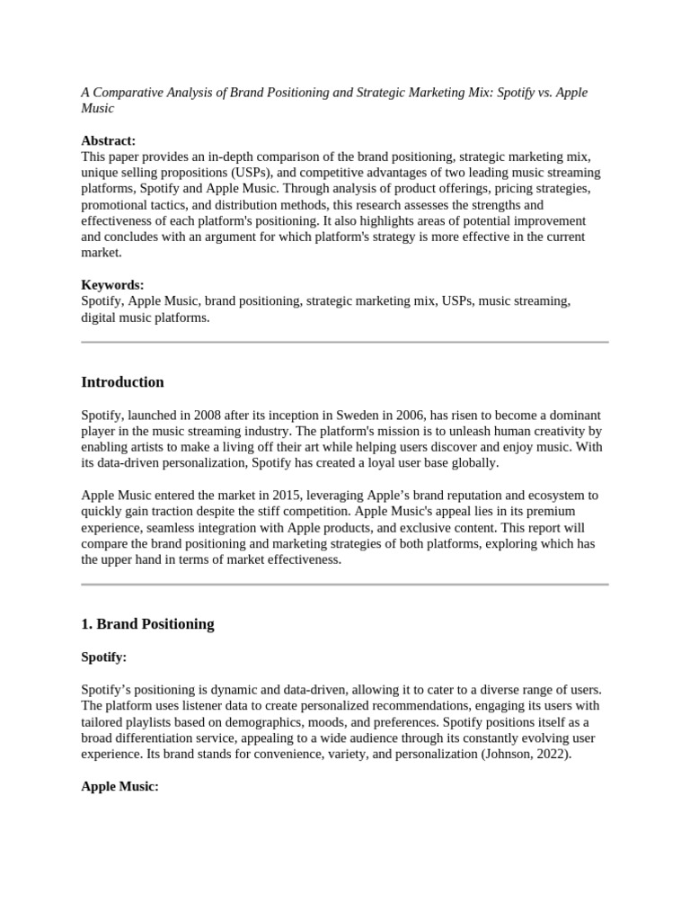 Spotify vs. Apple Music: Brand Strategies Analysis | PDF | Spotify ...