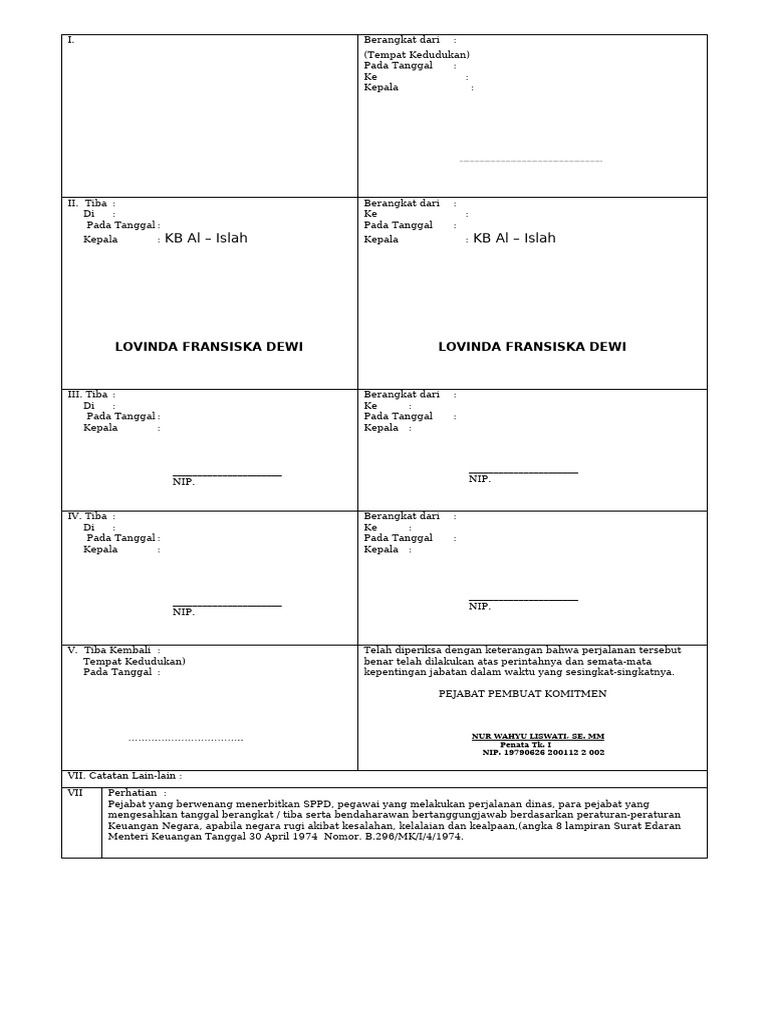 Contoh SPPD Ditandatangani Resmi | PDF