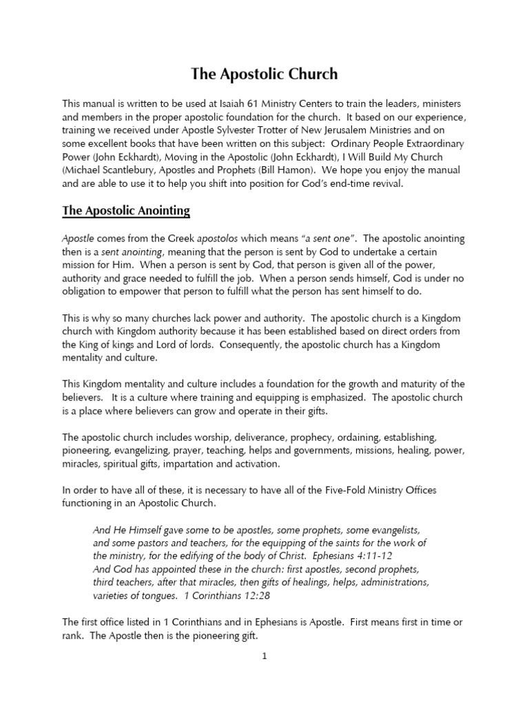 Apostolic Church Training Manual | PDF | Elder (Christianity) | Apostle