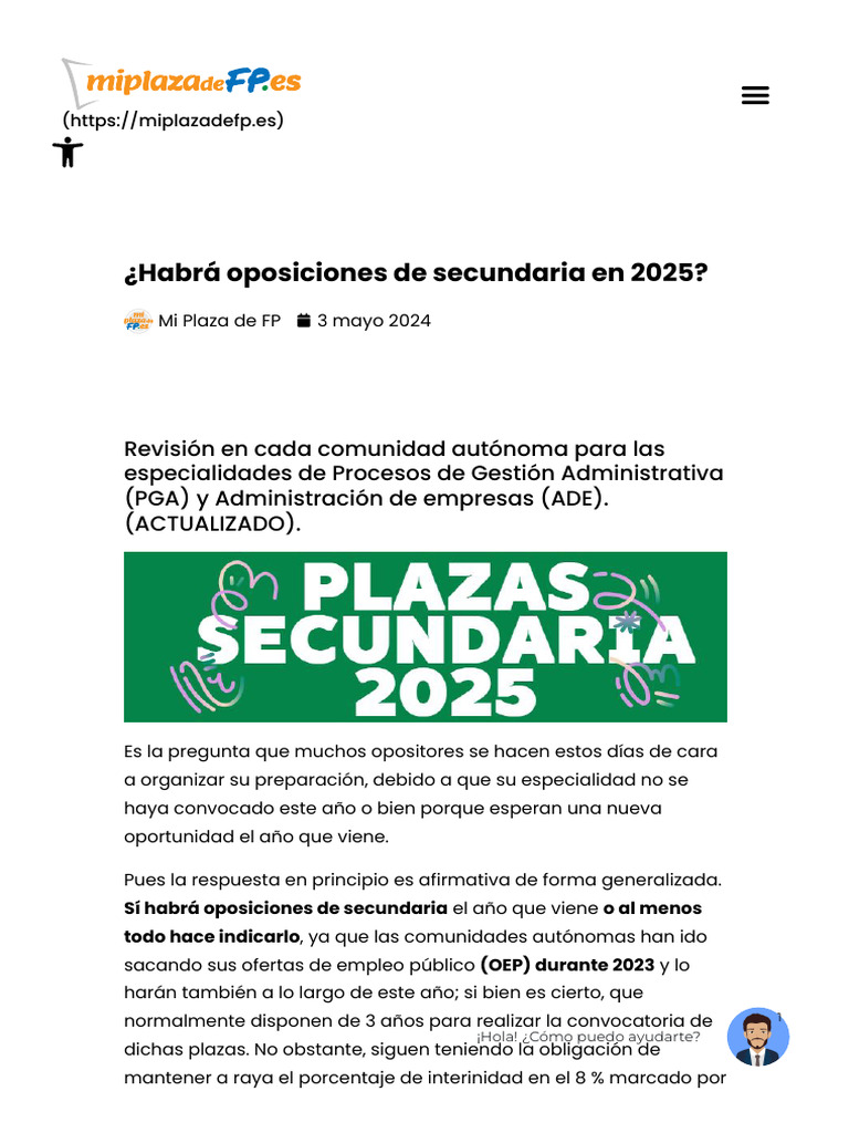 ¿Habrá Oposiciones de Secundaria en 2025 - Mi Plaza de FP ...
