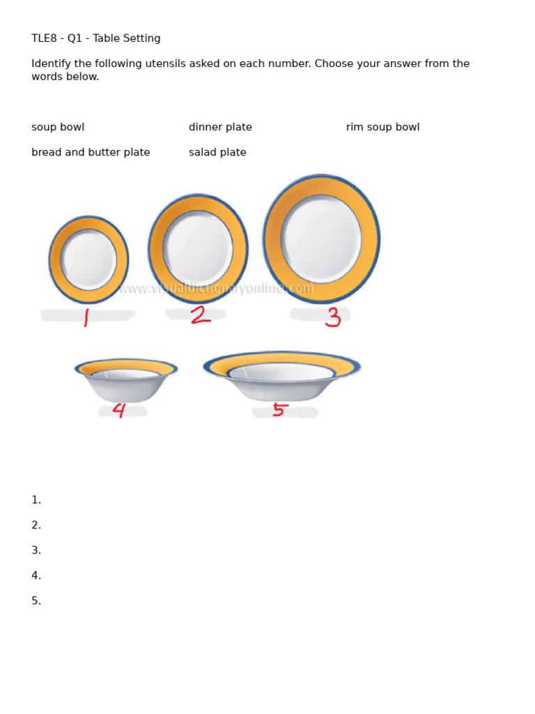 Essential Utensils for Table Setting | PDF