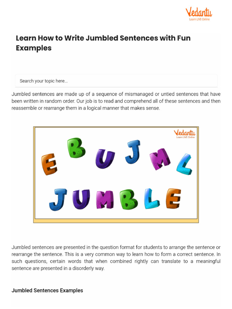 Learn How To Write Jumbled Sentences With Fun Examples | PDF