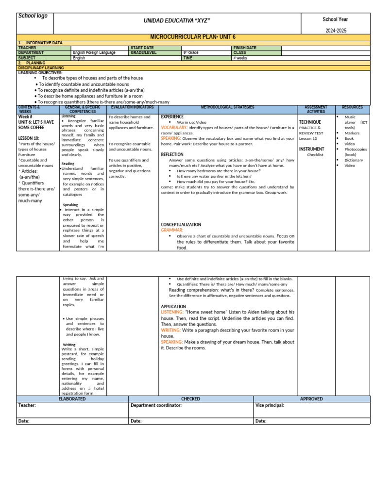 9th Grade English Microcurricular Plan | PDF | English Language ...